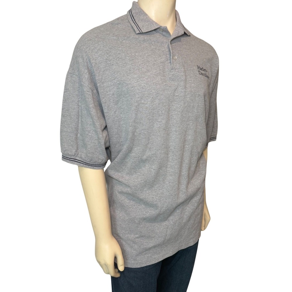 Harley Davidson Mens‎ 2X Polo Shirt Gray Short Sleeve Daytona Beach Florida Logo - Picture 2 of 9